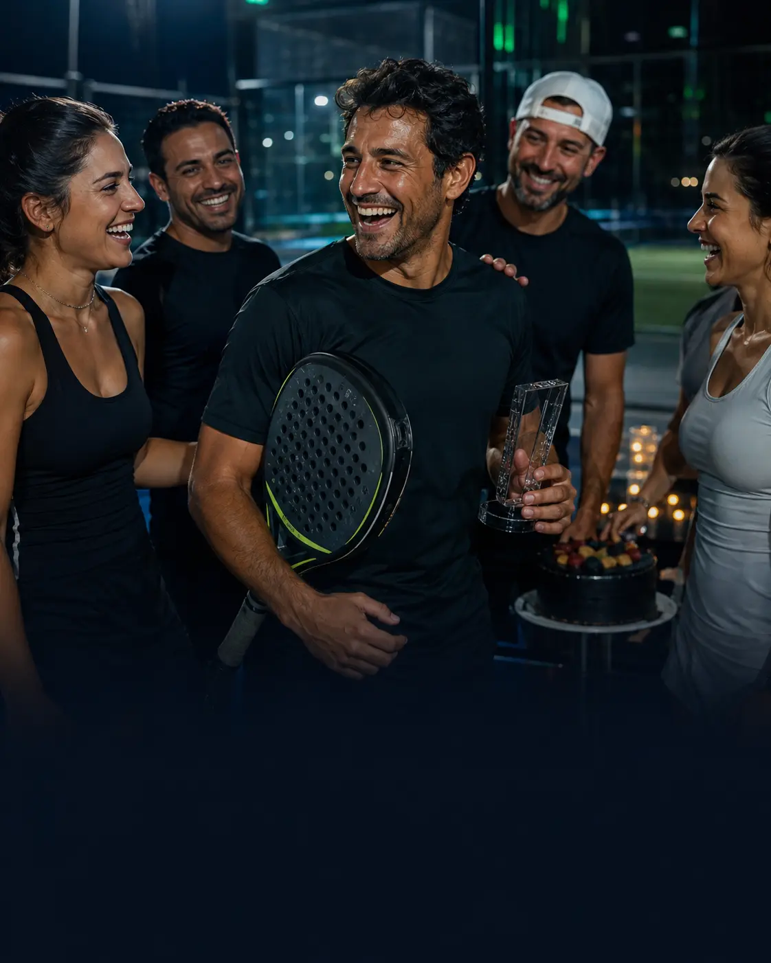 Celebración de cumpleaños en una cancha de pádel